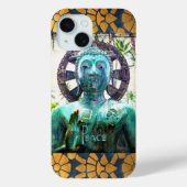 Vredes Turquoise Boeddha Foto Gouden Mozaïekrand Case-Mate iPhone Case (Achterkant)