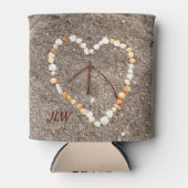 Vredesaanmelding in hart op zandstrand blikjeskoeler (Voorkant)