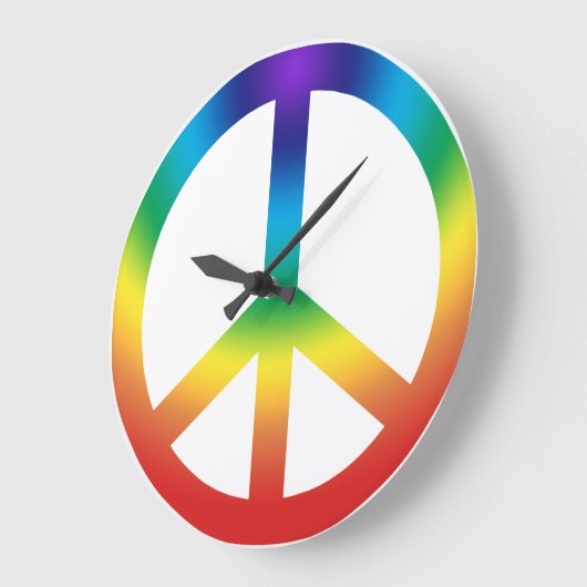 Vredesaanmelding in regenboogkleuren grote klok (Hoek)