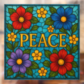 Vredesbloem Glas-in-lood Raamsticker (Vel 2)