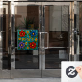 Vredesbloem Glas-in-lood Raamsticker (Kantoordeur)
