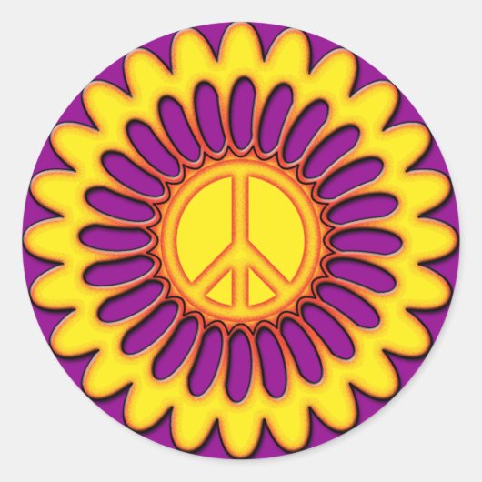 VREDESBLOEM RONDE STICKER (Voorkant)
