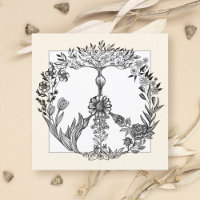 Vredesbloem Tekening Cute Boho Hippie Bloemen Kuns