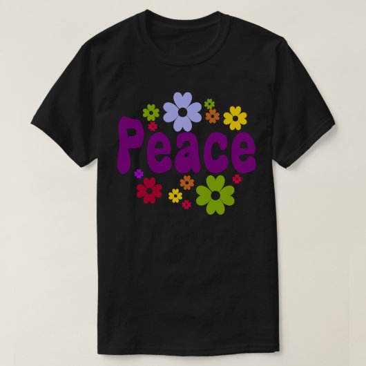 Vredesbloemen retro t-shirt (Design voorkant)