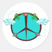 Vredesbloemen Ronde Sticker (Voorkant)