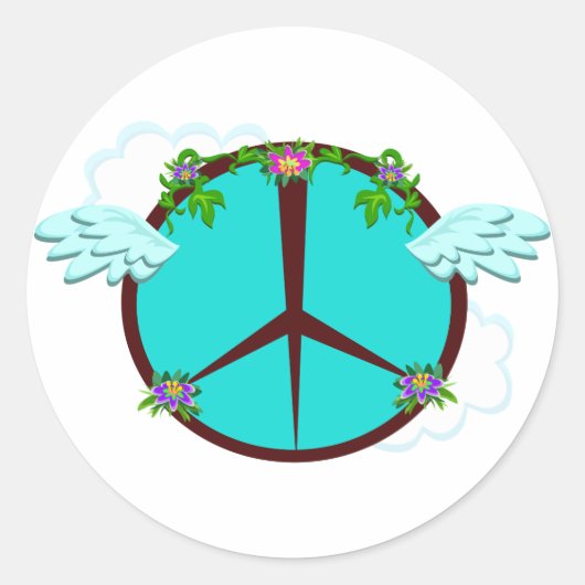 Vredesbloemen Ronde Sticker (Voorkant)