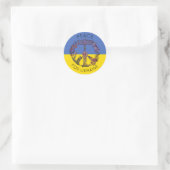 Vredesbloemtekening Blauw & Geel Oekraïense Vlag Ronde Sticker (Tas)