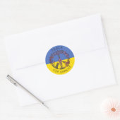 Vredesbloemtekening Blauw & Geel Oekraïense Vlag Ronde Sticker (Envelop)