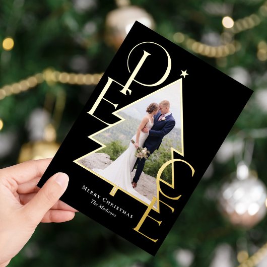 Vredesboom ECHTE FOILIE Moderne Kerst Foto Kaart