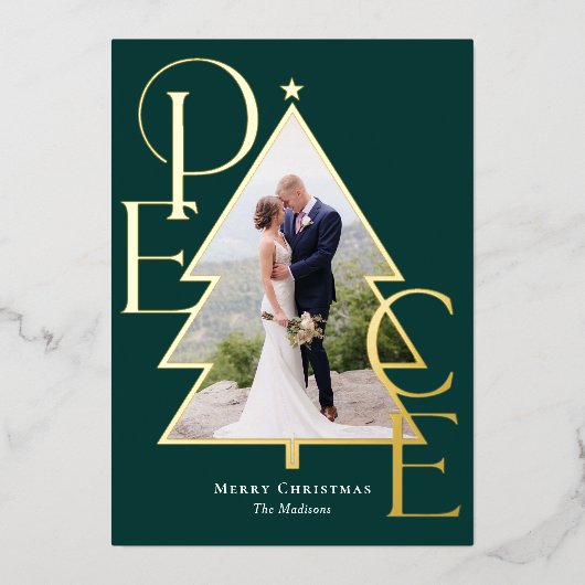 Vredesboom ECHTE FOLIE Moderne Kerst Foto Kaart (Voorkant)