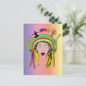 Vredesbord ~ 60 s Hippie Girl Tie Dye Briefkaart (Staand voorkant)