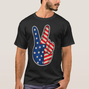 Vredesbord Amerikaanse vlag Rood wit blauw T-shirt