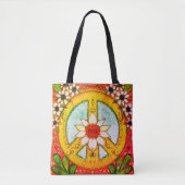 Vredesbord en Daisy Hippie Bohemian Love Tote Bag (Voorkant)