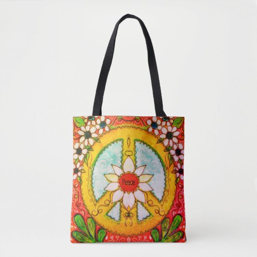 Vredesbord en Daisy Hippie Bohemian Love Tote Bag (Voorkant)