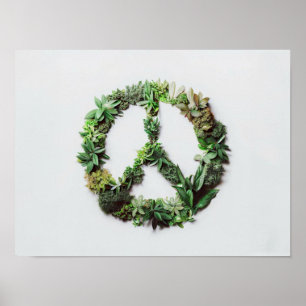 Vredesbord gemaakt van bladeren poster