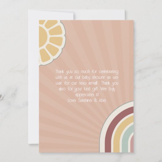 Vredesbord Groovy Welkom Roze Baby shower Hippie Bedankkaart (Achterkant)