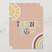 Vredesbord Groovy Welkom Roze Baby shower Hippie Bedankkaart (Voorkant / Achterkant)