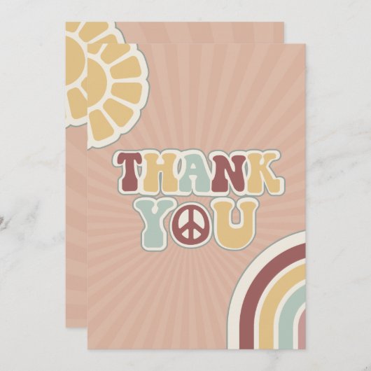 Vredesbord Groovy Welkom Roze Baby shower Hippie Bedankkaart (Voorkant / Achterkant)