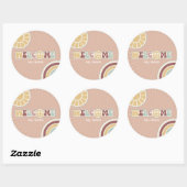Vredesbord Groovy Welkom Roze Baby shower Hippie Ronde Sticker (Vel)