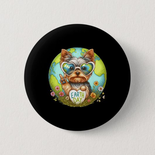 Vredesbord Hand Yorkshire Terrier Kinder Mannen vr Ronde Button 5,7 Cm (Voorkant)