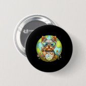 Vredesbord Hand Yorkshire Terrier Kinder Mannen vr Ronde Button 5,7 Cm (Voorkant /achterkant)