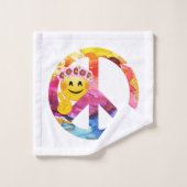 Vredesbord, hippie Emoticon Waterverf Art Bad Handdoek (Wasdoekje)