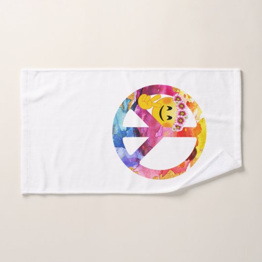 Vredesbord, hippie Emoticon Waterverf Art Bad Handdoek (Handdoek)