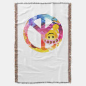 Vredesbord, hippie Emoticon Waterverf Art Deken (Voorkant Verticaal)