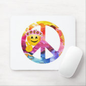 Vredesbord, hippie Emoticon Waterverf Art Muismat (Met muis)