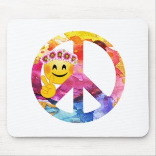 Vredesbord, hippie Emoticon Waterverf Art Muismat