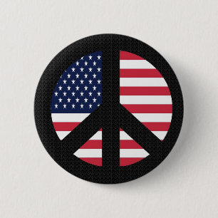 Vredesbord met Amerikaanse vlag Ronde Button 5,7 Cm