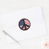 Vredesbord met Amerikaanse vlag Ronde Sticker (Envelop)