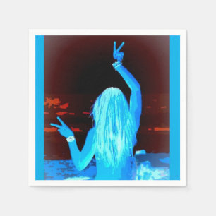 vredesbord met blauw hippiemeisje servetten