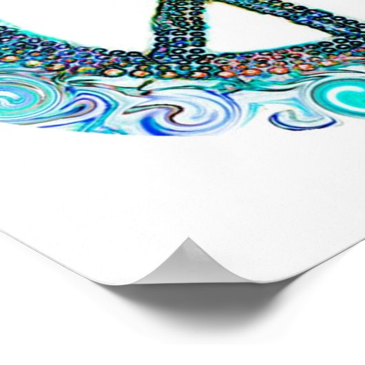 Vredesbord met blauwe golven poster (Hoek)