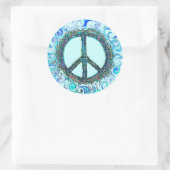 Vredesbord met blauwe golven ronde sticker (Tas)