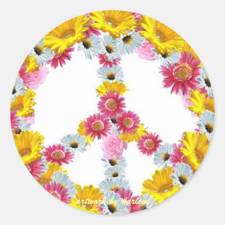 Vredesbord met bloemen ronde sticker