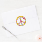 Vredesbord met bloemen ronde sticker (Envelop)