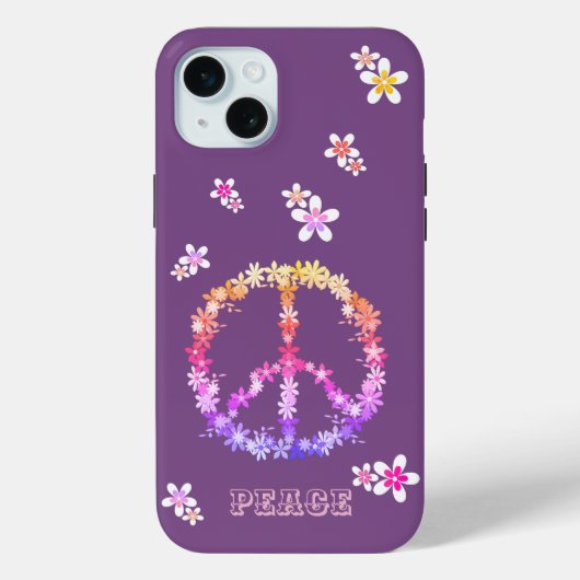 Vredesbord met kleurrijke bloemen, gepersonaliseer Case-Mate iPhone case (Achterkant)