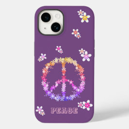 Vredesbord met kleurrijke bloemen, gepersonaliseer Case-Mate iPhone 14 hoesje