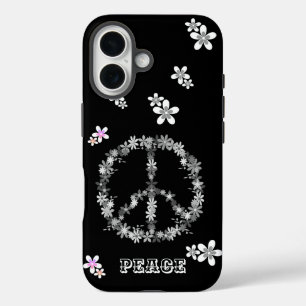 Vredesbord met kleurrijke bloemen, gepersonaliseer iPhone 16 hoesje