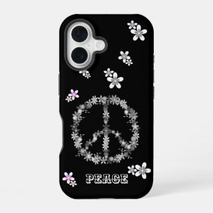 Vredesbord met kleurrijke bloemen, gepersonaliseer iPhone 16 hoesje