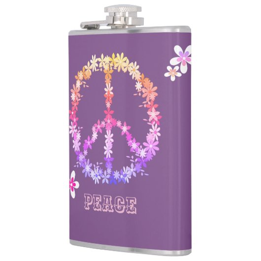 Vredesbord met kleurrijke bloemen, persoonlijke te heupfles (Links)