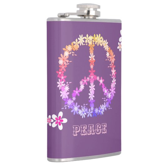 Vredesbord met kleurrijke bloemen, persoonlijke te heupfles (Rechts)