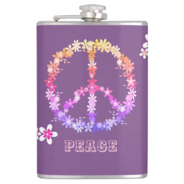 Vredesbord met kleurrijke bloemen, persoonlijke te heupfles