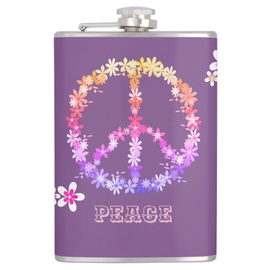 Vredesbord met kleurrijke bloemen, persoonlijke te heupfles (Voorkant)