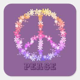 Vredesbord met kleurrijke bloemen, persoonlijke te vierkante sticker