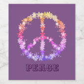 Vredesbord met kleurrijke bloemen, persoonlijke te wijn etiket (Enkel label)