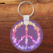 Vredesbord met kleurrijke bloemen sleutelhanger (Voorkant)
