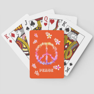 Vredesbord met kleurrijke bloemen, speciaal gepers pokerkaarten