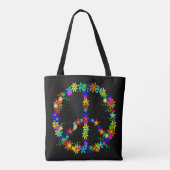 Vredesbord met kleurrijke bloemen tote bag (Achterkant)